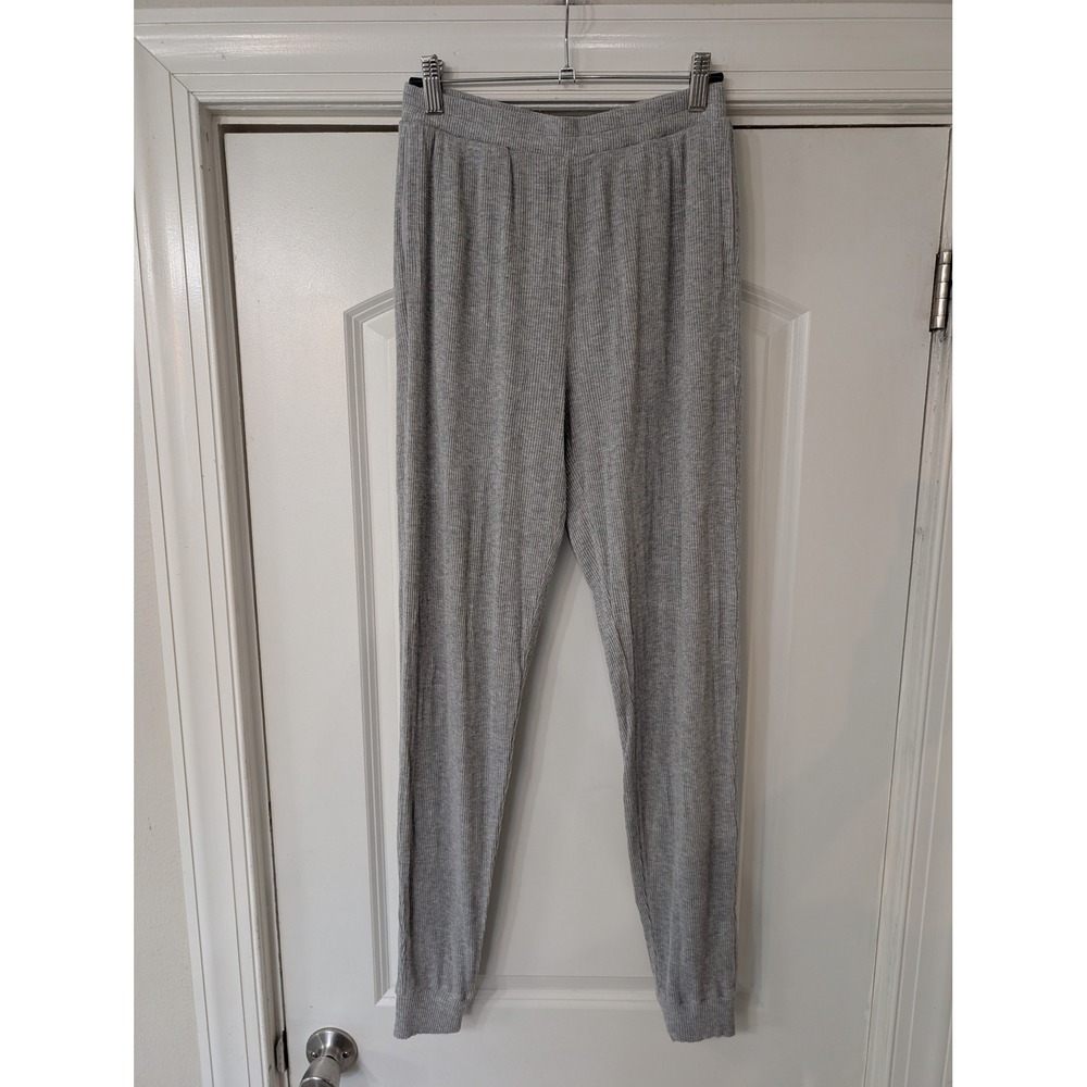 Alo‎ Yoga Womens Ribbed High Rise Jogger Pants Heather Gray Slim Fit Athleisure